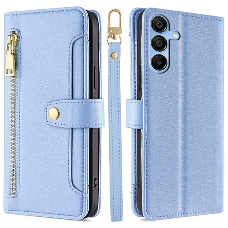 Bőrtok Samsung Galaxy A15 Zsinór És Vállszíj