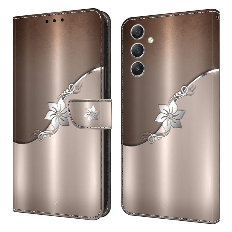 Fliptok Samsung Galaxy A15 Ezüst Virág