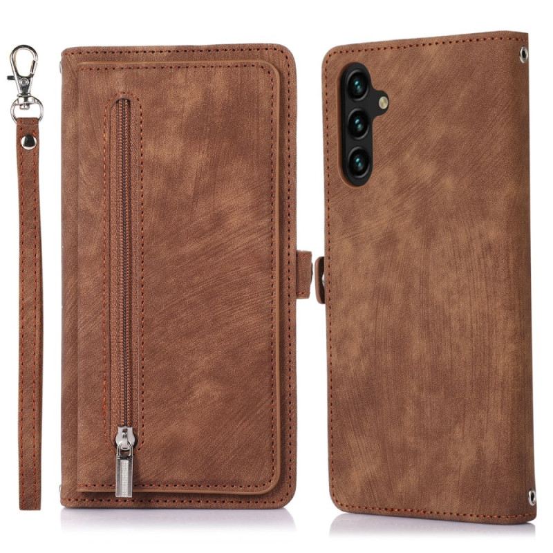 Fliptok Samsung Galaxy A15 Pénztárca Pánttal És Vállpánttal