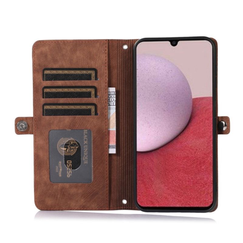 Fliptok Samsung Galaxy A15 Pénztárca Pánttal És Vállpánttal