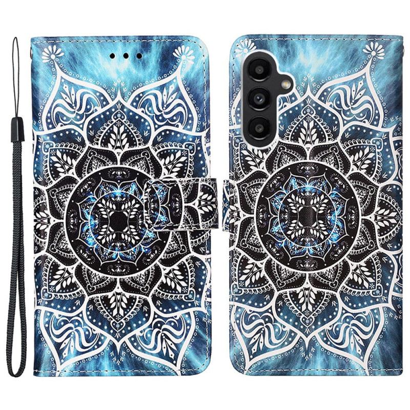 Fliptok Samsung Galaxy A15 Virágmandala Szíjjal