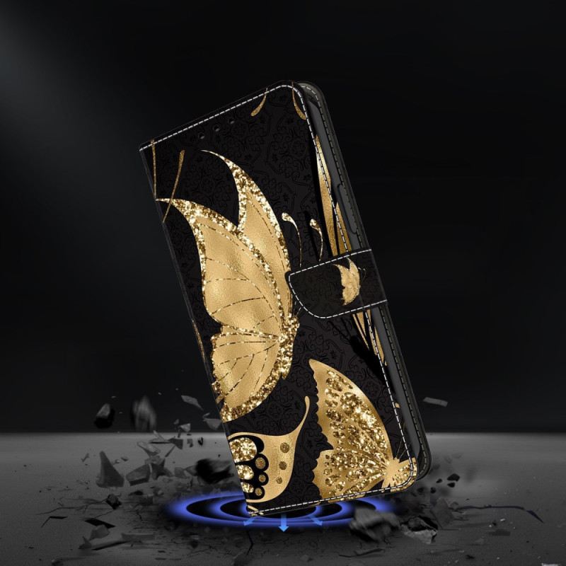 Kinyitható Bőrtok Samsung Galaxy A15 Aranypillangó