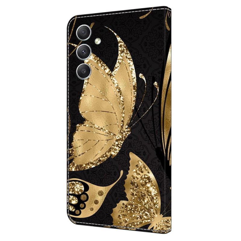 Kinyitható Bőrtok Samsung Galaxy A15 Aranypillangó