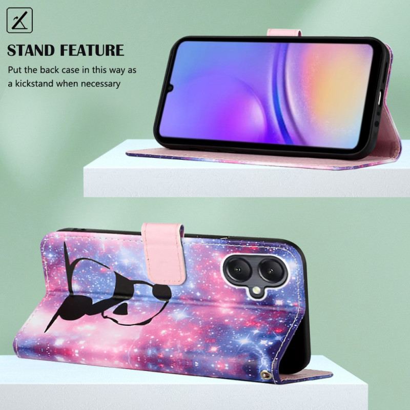 Kinyitható Bőrtok Samsung Galaxy A15 Baby Panda Szíjjal