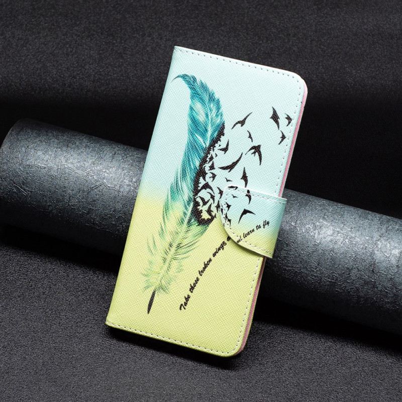 Kinyitható Bőrtok Samsung Galaxy A15 Toll És Madarak