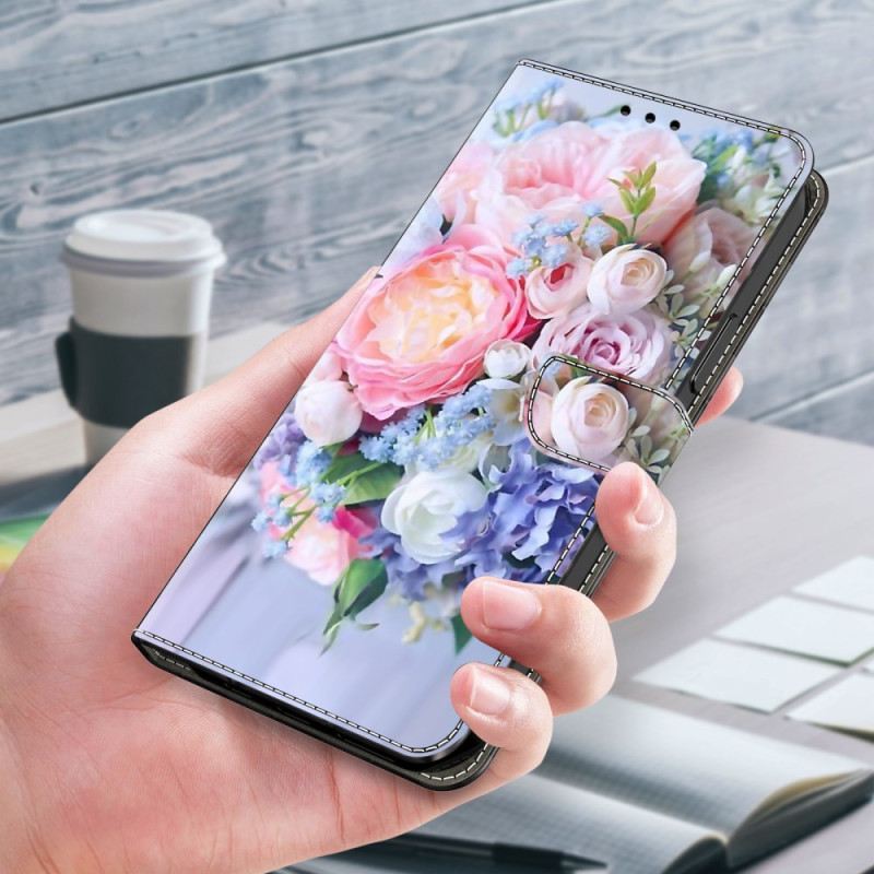 Kinyitható Bőrtok Samsung Galaxy A15 Virágcsokor