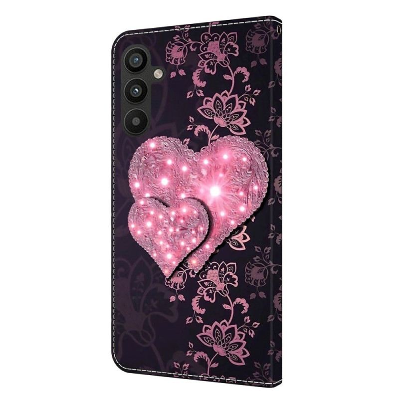 Kinyitható Tokok Samsung Galaxy A15 Csipkeszívek