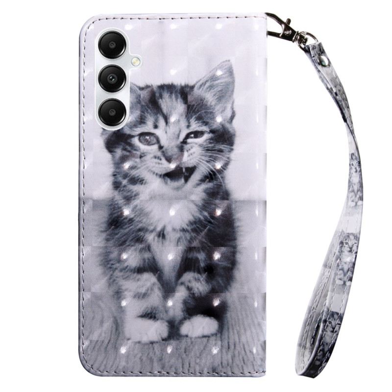 Kinyitható Tokok Samsung Galaxy A15 Kis Cica Szíjjal