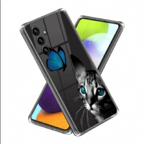 Tok Samsung Galaxy A15 Kék Macska És Pillangó Minta