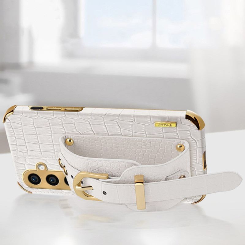 Tok Samsung Galaxy A15 Krokodil Stílusú Karkötő-támasztékkal