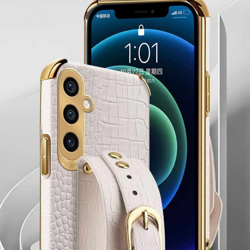 Tok Samsung Galaxy A15 Krokodil Stílusú Karkötő-támasztékkal