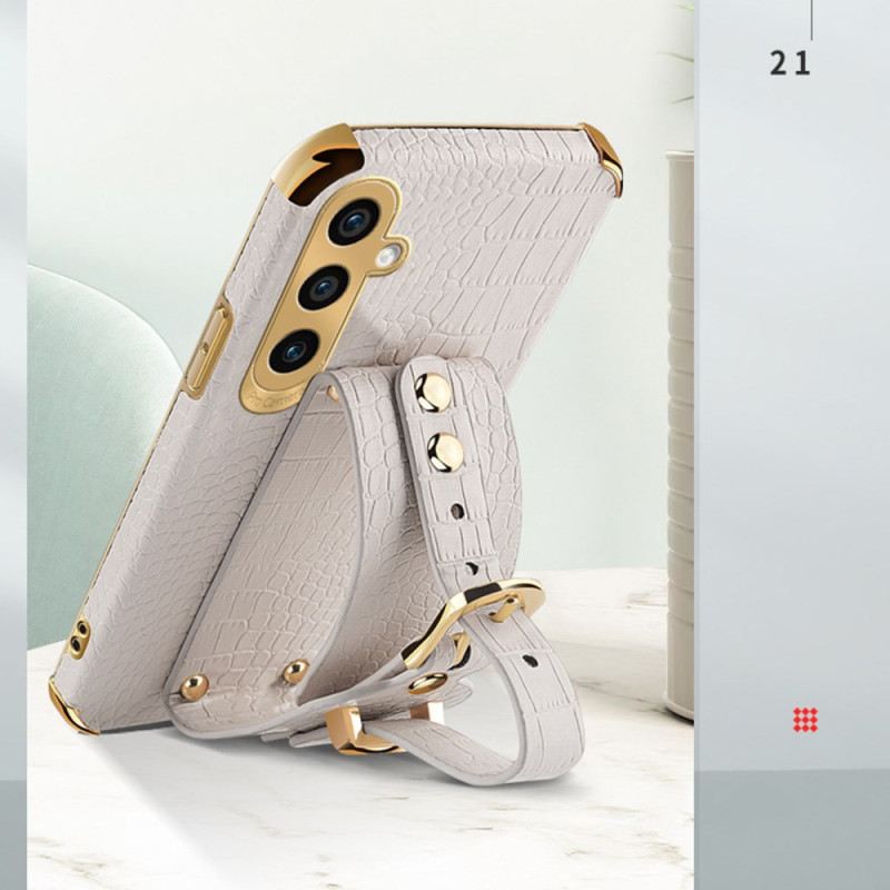Tok Samsung Galaxy A15 Krokodil Stílusú Karkötő-támasztékkal