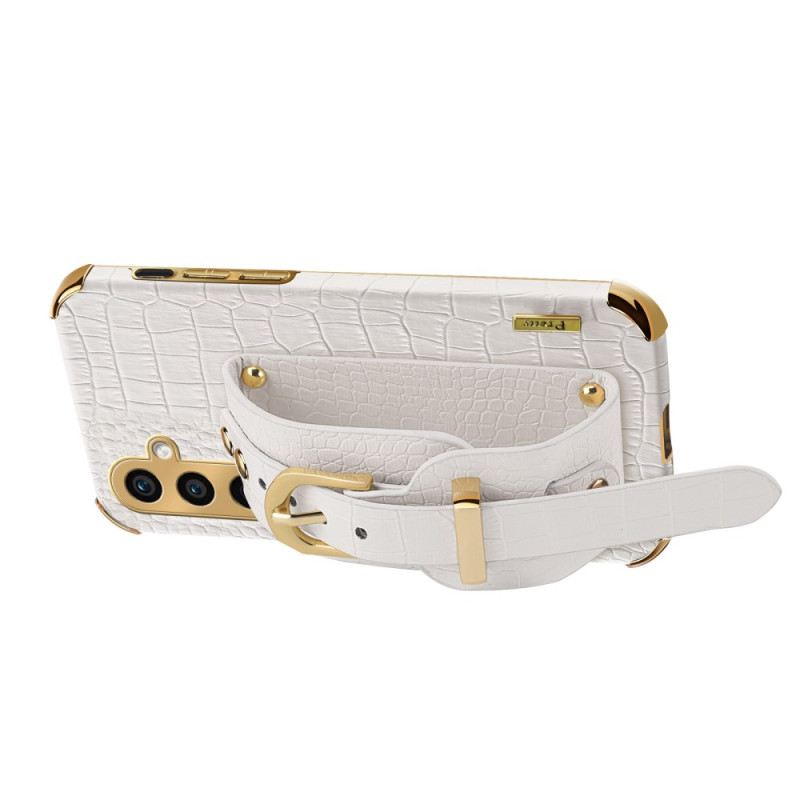 Tok Samsung Galaxy A15 Krokodil Stílusú Karkötő-támasztékkal