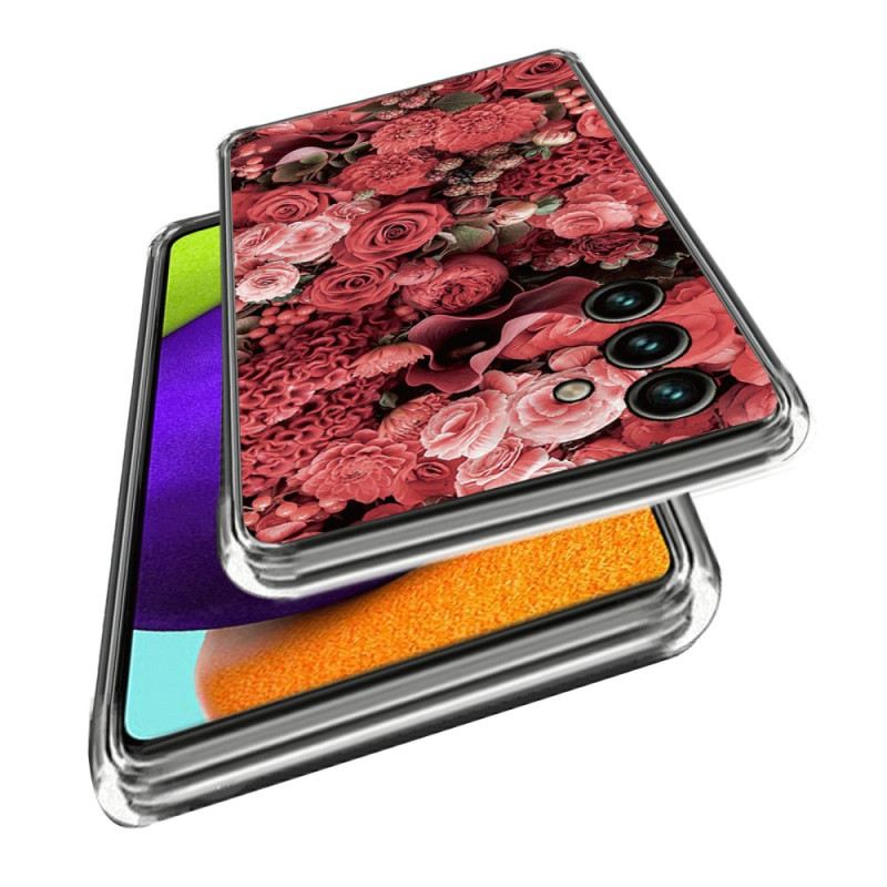 Tok Samsung Galaxy A15 Rózsaszín És Piros Virágok