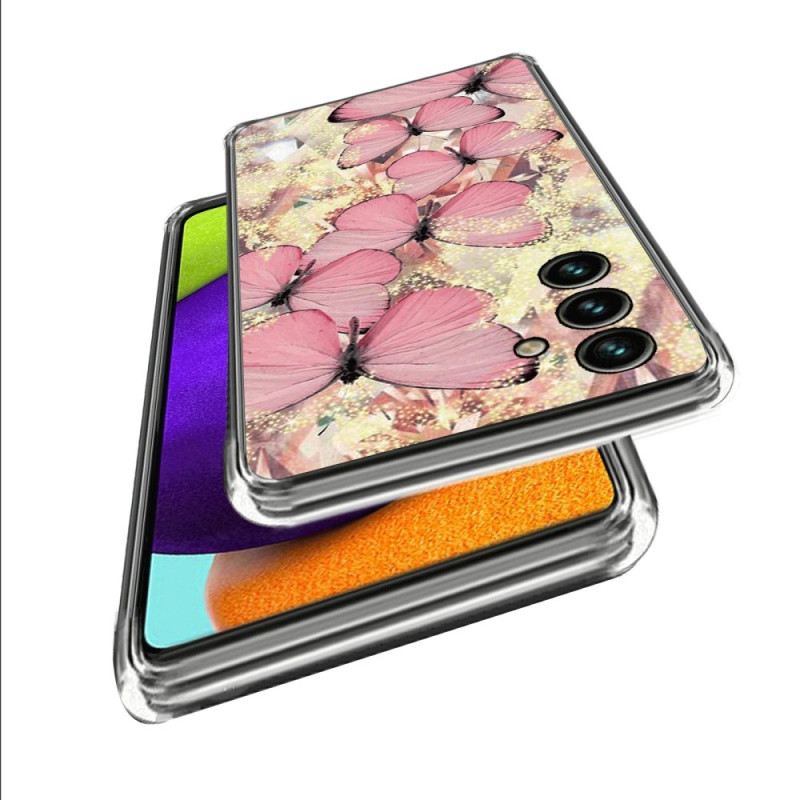 Tok Samsung Galaxy A15 Rózsaszín Pillangók