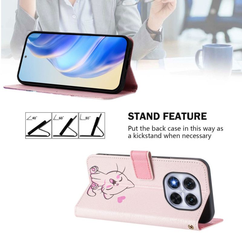 Bőrtok Xiaomi Redmi Note 14 Pro Plus 5g Aranyos Macska Minta