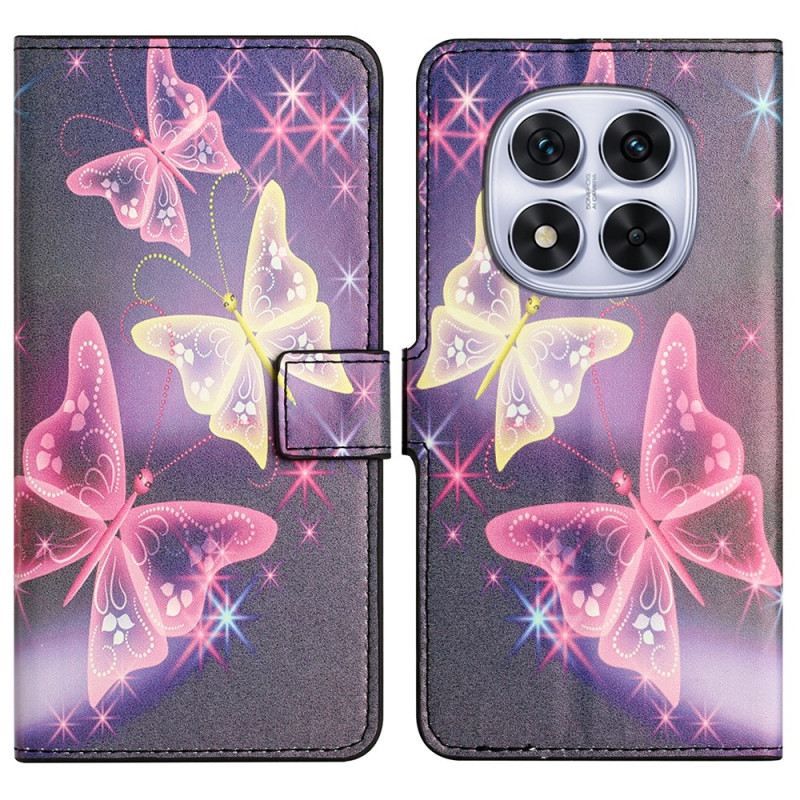 Bőrtok Xiaomi Redmi Note 14 Pro Plus 5g Csillogó Pillangók