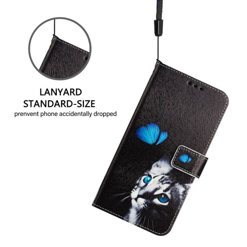 Bőrtok Xiaomi Redmi Note 14 Pro Plus 5g Pillangó És Macskaminta