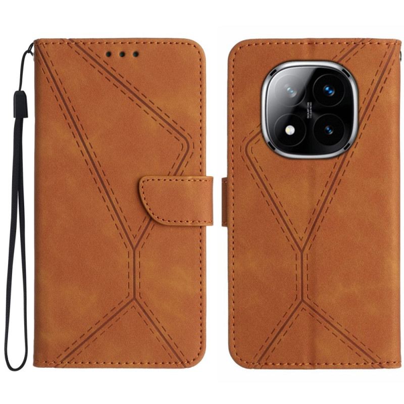 Bőrtok Xiaomi Redmi Note 14 Pro Plus 5g Vonalak És Vonalak Pánttal