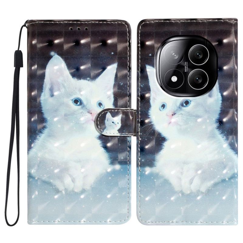 Kinyitható Tokok Xiaomi Redmi Note 14 Pro Plus 5g 3d Fehér Macska