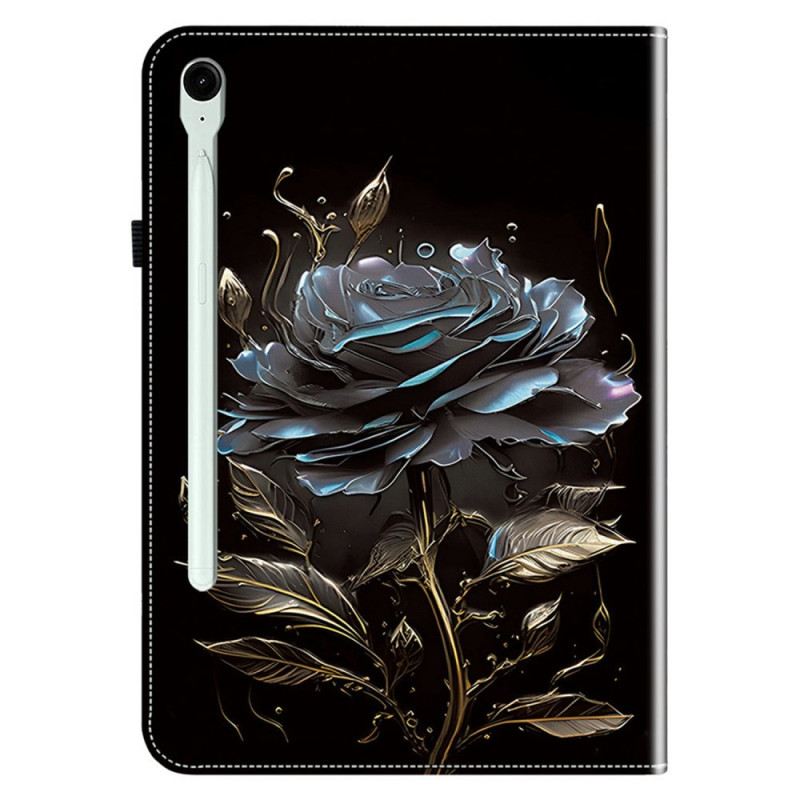 Bőrtok Samsung Galaxy Tab S10 Fe Plus Elegáns Fekete Rózsa Védelem