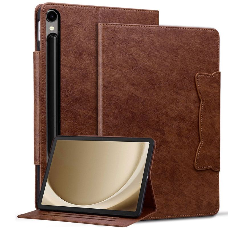 Bőrtok Samsung Galaxy Tab S10 Fe Plus Macska Alakú Csat