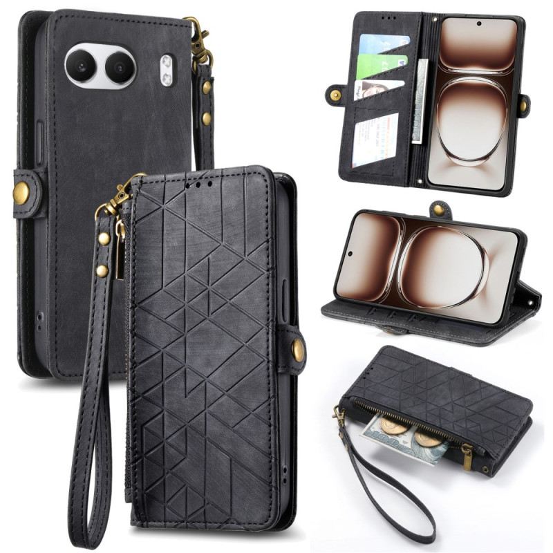 Bőrtok Oneplus Nord 4 Geometrikus Mintás Pénztárca