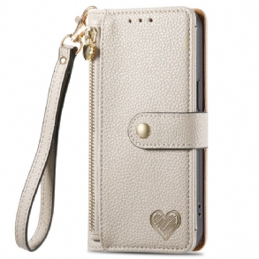 Kinyitható Bőrtok Oneplus Nord 4 Szív Alakú Rfid-blokkolós Pénztárca