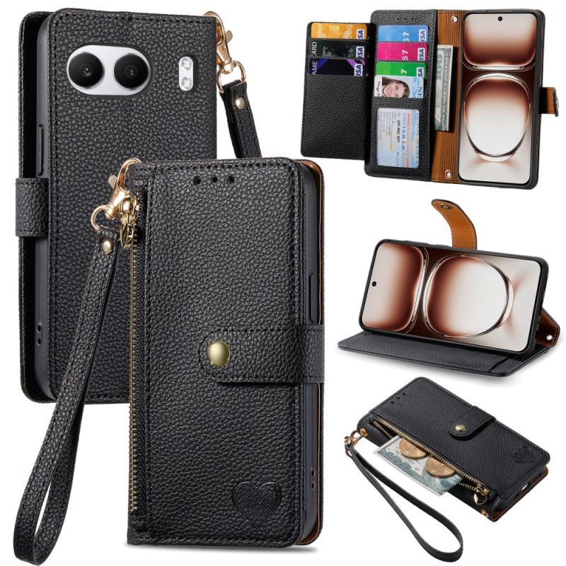 Kinyitható Bőrtok Oneplus Nord 4 Szív Alakú Rfid-blokkolós Pénztárca