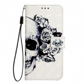Kinyitható Bőrtok Oneplus Nord 4 Virágos Koponya