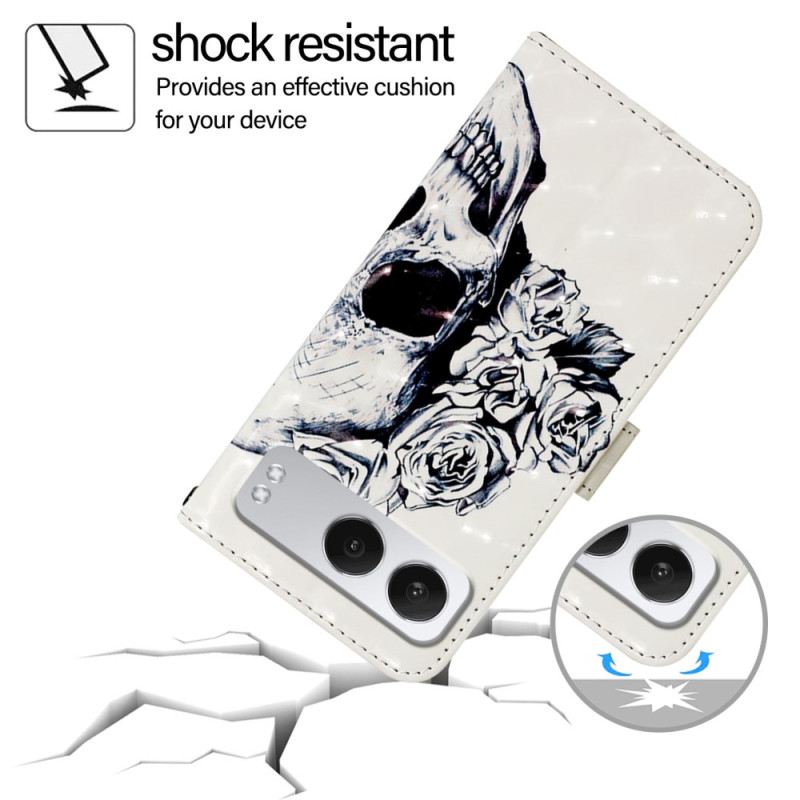 Kinyitható Bőrtok Oneplus Nord 4 Virágos Koponya