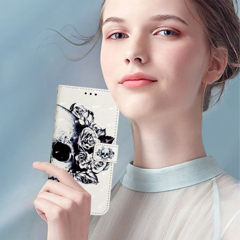 Kinyitható Bőrtok Oneplus Nord 4 Virágos Koponya