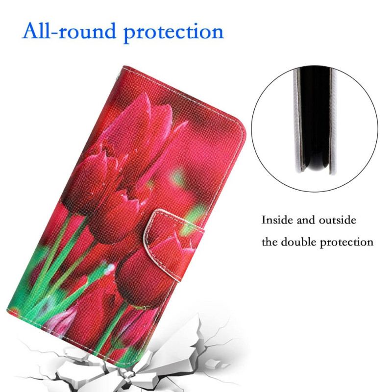 Fliptok / Bőrtok Xiaomi 12T / 12T Pro Tanga Tulipánok