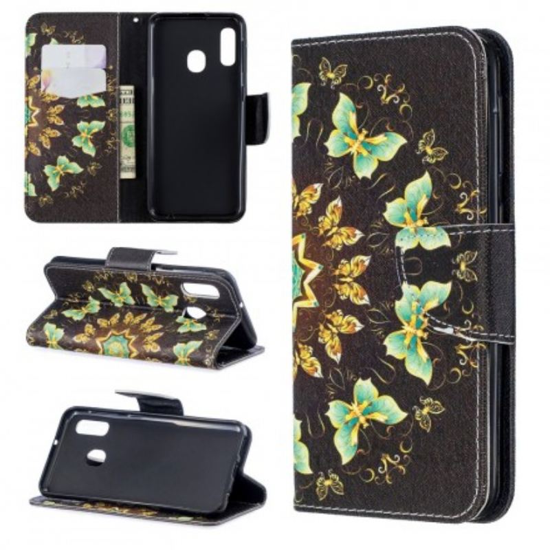 Fliptok / Bőrtok Samsung Galaxy A20e Mandala Pillangók