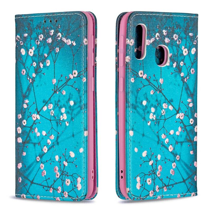 Fliptok Samsung Galaxy A20e Bőrtok Virágzó Ágak