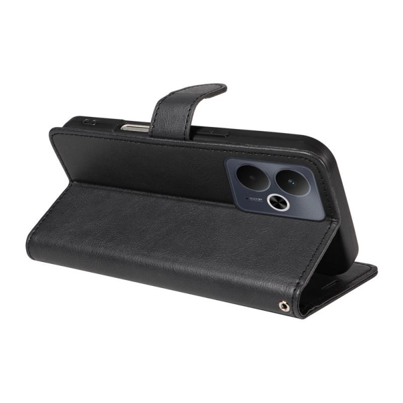 Fliptok Realme 14t 5g Egyszínű Bőrhatású Pánttal