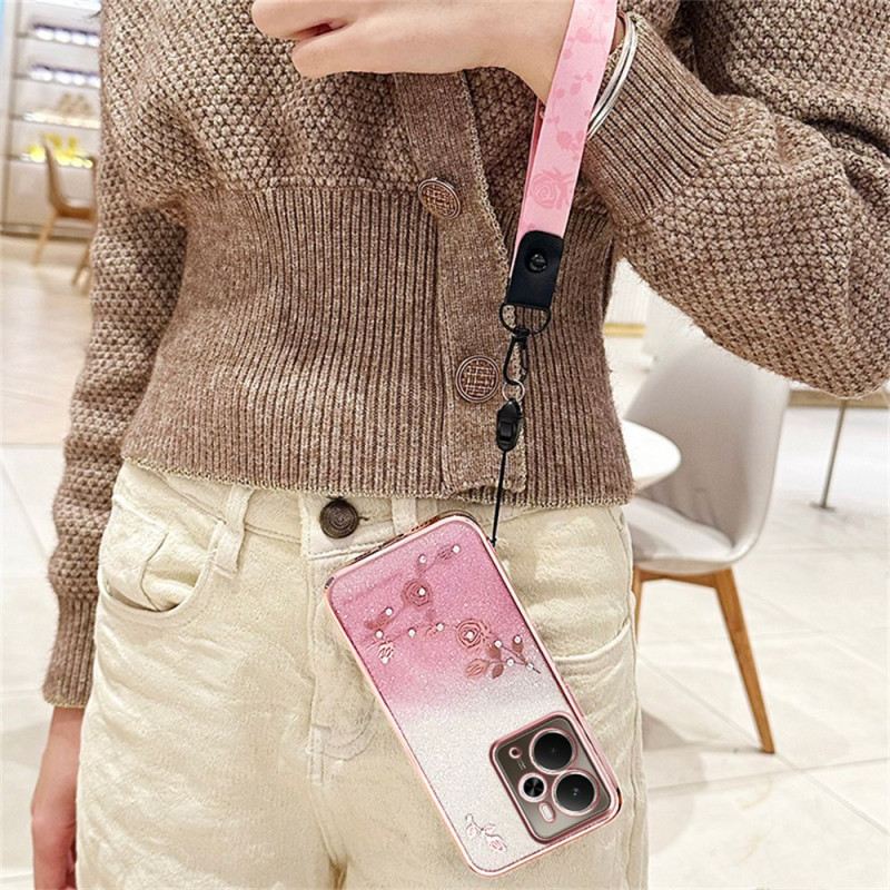 Tok Realme 14t 5g Kadem Virágok És Strassz Szíj