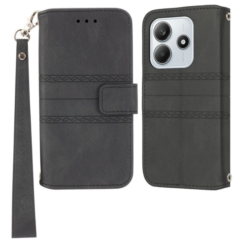 Bőrtok Xiaomi Redmi Note 14 5g Frízminta Pánttal