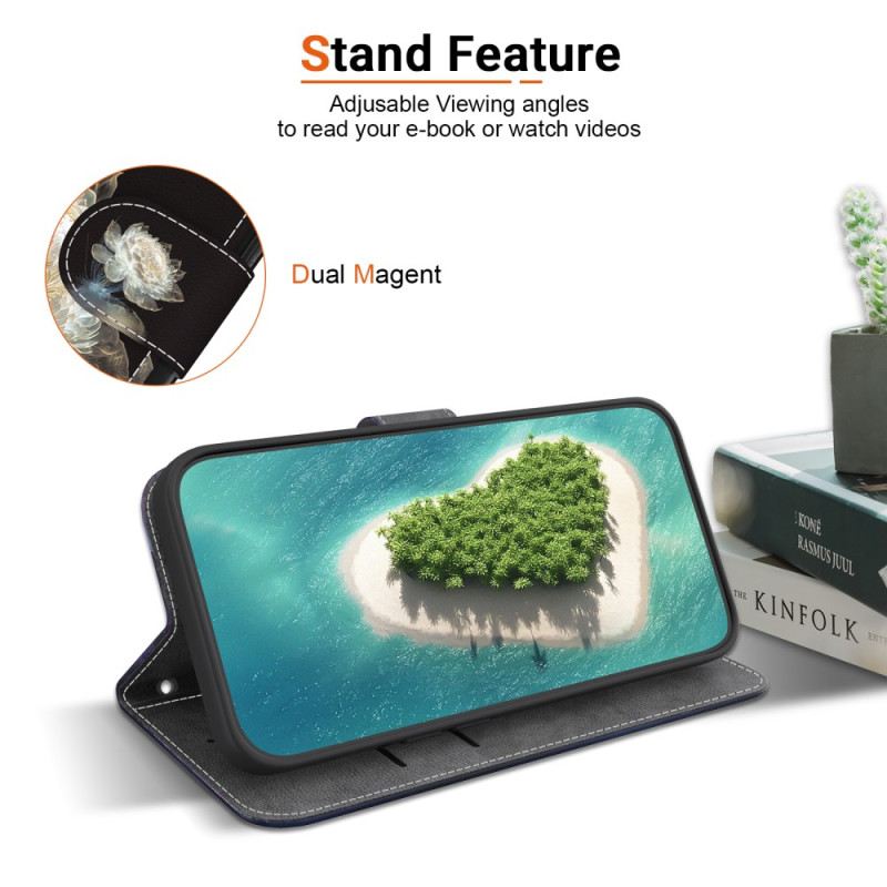 Bőrtok Xiaomi Redmi Note 14 5g Kristály Bazsarózsa