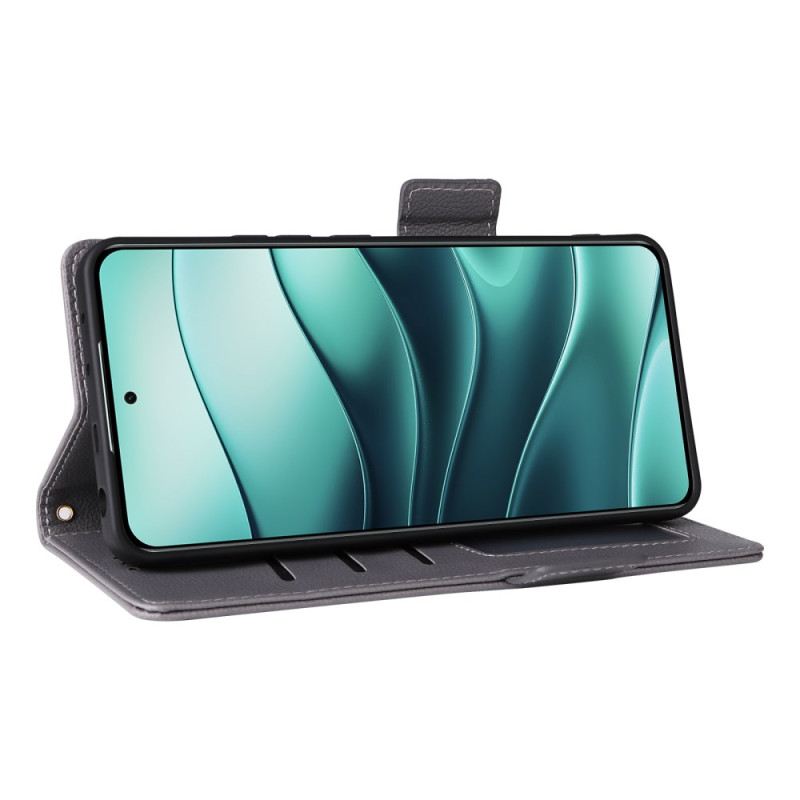 Bőrtok Xiaomi Redmi Note 14 5g Licsi Textúra Pánttal