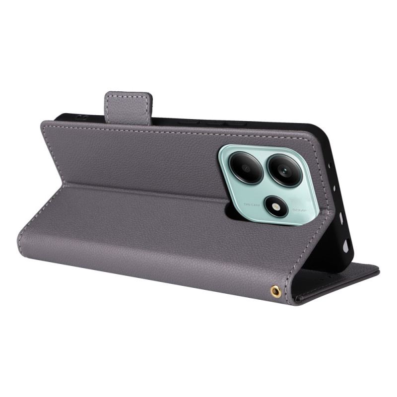 Bőrtok Xiaomi Redmi Note 14 5g Licsi Textúra Pánttal