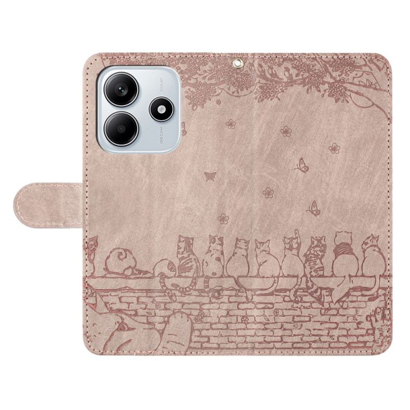 Bőrtok Xiaomi Redmi Note 14 5g Macskaminta Pánttal