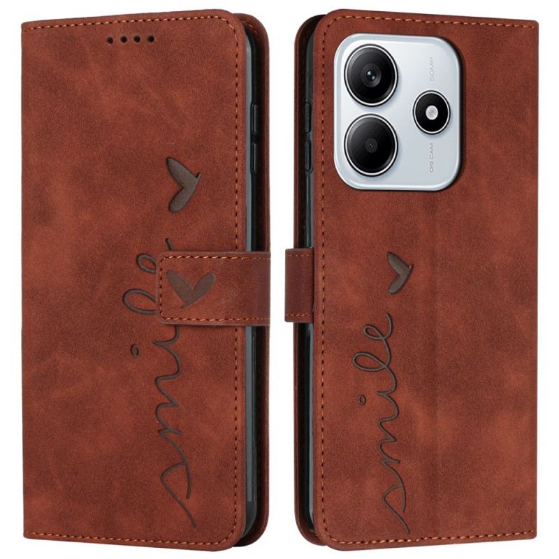 Bőrtok Xiaomi Redmi Note 14 5g Mosolygós Velúr Hatású