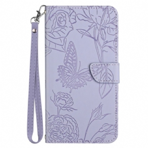 Bőrtok Xiaomi Redmi Note 14 5g Pillangóminta Pánttal