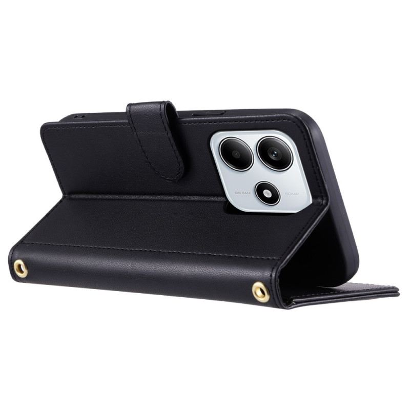 Bőrtok Xiaomi Redmi Note 14 5g Steppelt Vállpánttal És Pánttal