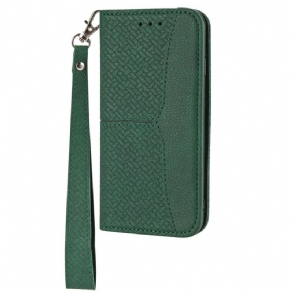 Bőrtok Xiaomi Redmi Note 14 5g Szőtt Textúra Pánttal