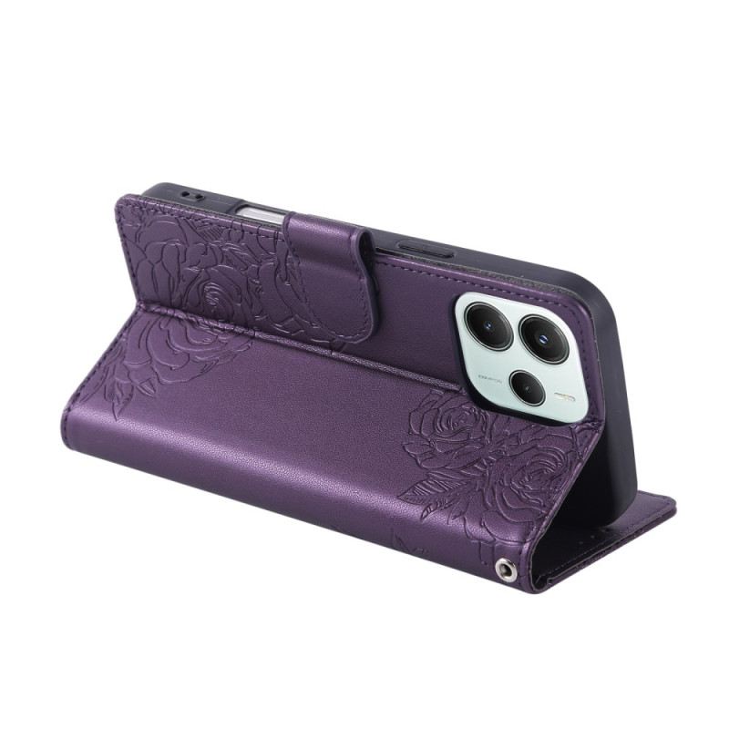 Bőrtok Xiaomi Redmi Note 14 5g Virágmintás