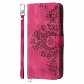 Fliptok Xiaomi Redmi Note 14 5g Csipkemintás Pénztárca Pánttal És Vállpánttal