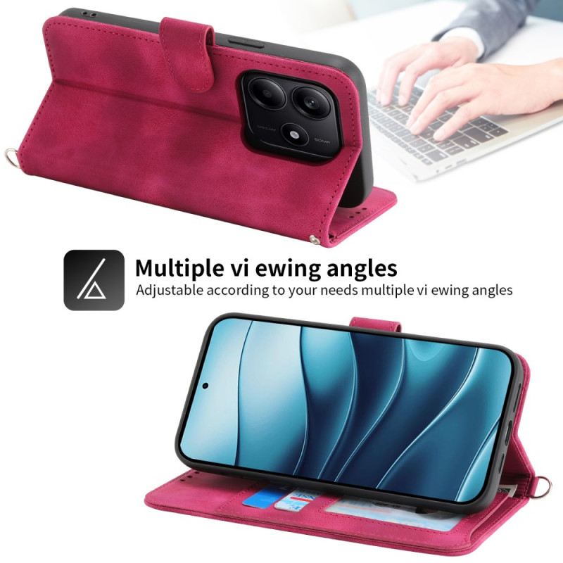 Fliptok Xiaomi Redmi Note 14 5g Csipkemintás Pénztárca Pánttal És Vállpánttal