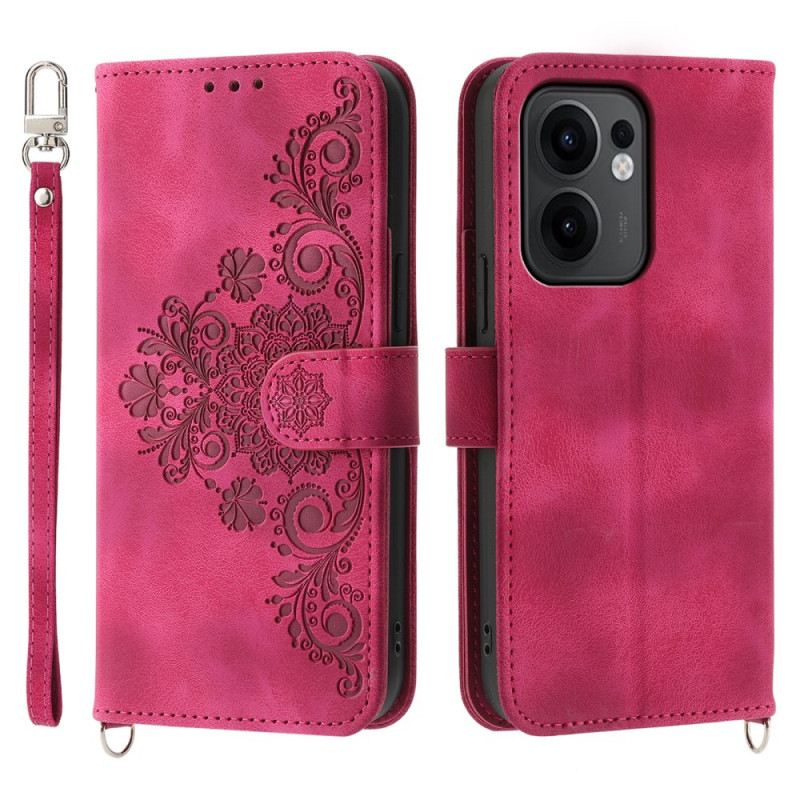 Fliptok Oppo Reno 13f 4g / 5g / 13 Fs 5g Velúr Csipkehatású Pánttal És Vállpánttal